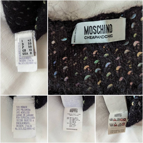 90s vintage MOSCHINO mohair top. knit sequins t-s… - image 9