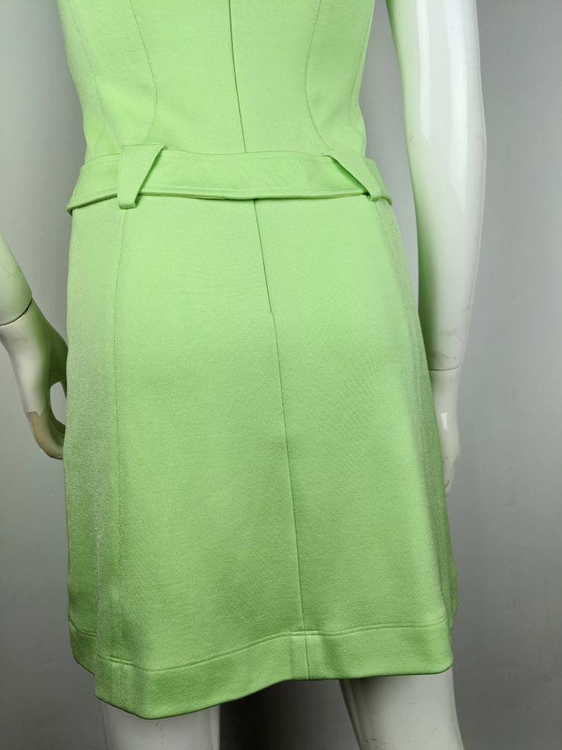 vintage 90s THIERRY MUGLER green tank dress. belted dress image 4