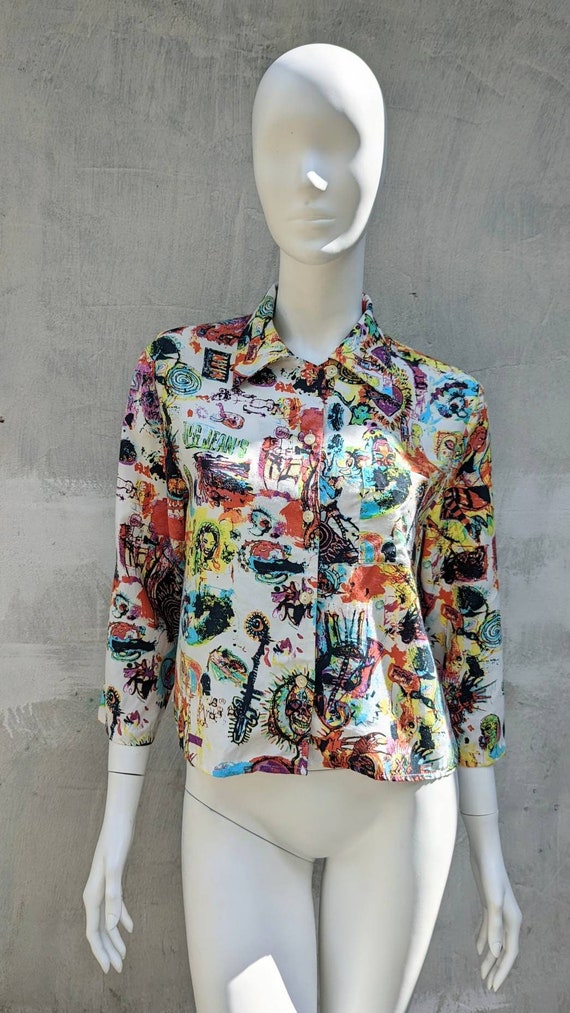 vintage 90s JP GAULTIER blouse. overprint Basquia… - image 1