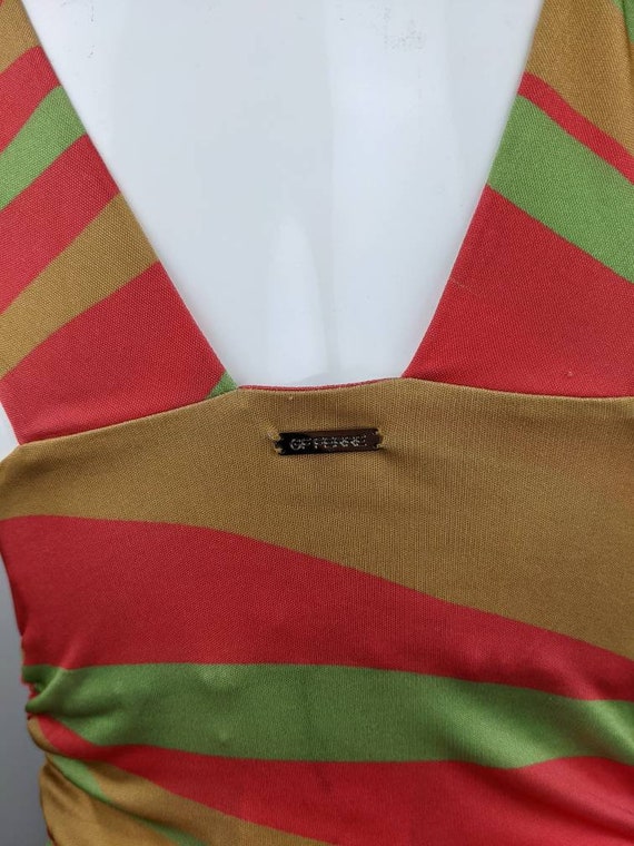 y2k vintage FERRE striped dress. green red beige … - image 7