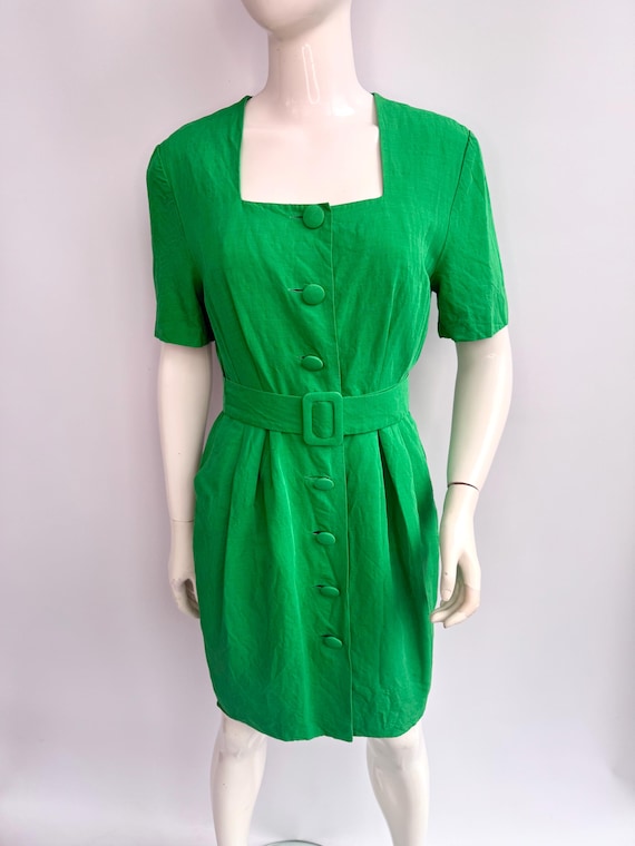 Vintage 90s Green Linen Dress Karl Lagerfeld, Button Midi Dress With Belt -  Etsy Australia
