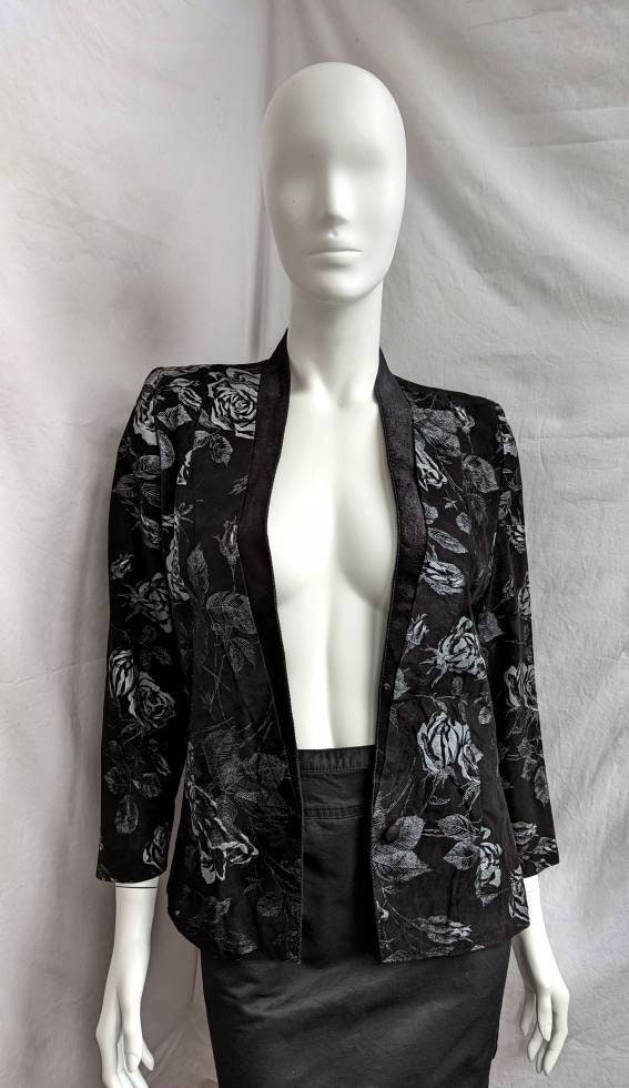 Roberto Cavalli, vintage 70s ROBERTO CAVALLI suede blazer. floral roses print leather jacket