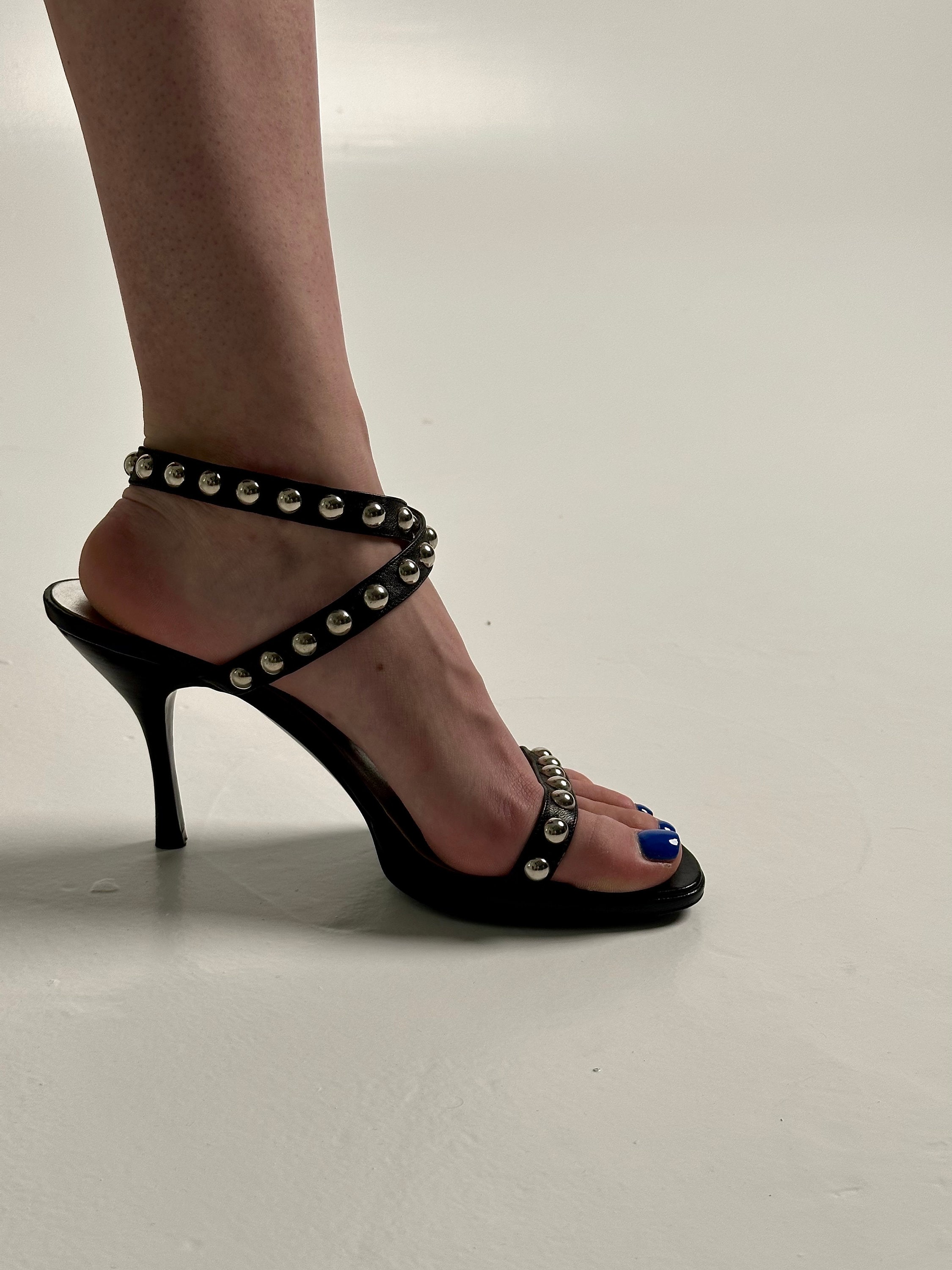 Women's Louis Vuitton Strappy Sandals Heels Shoes Size 35.5 EU/5.5 US  Gunmetal