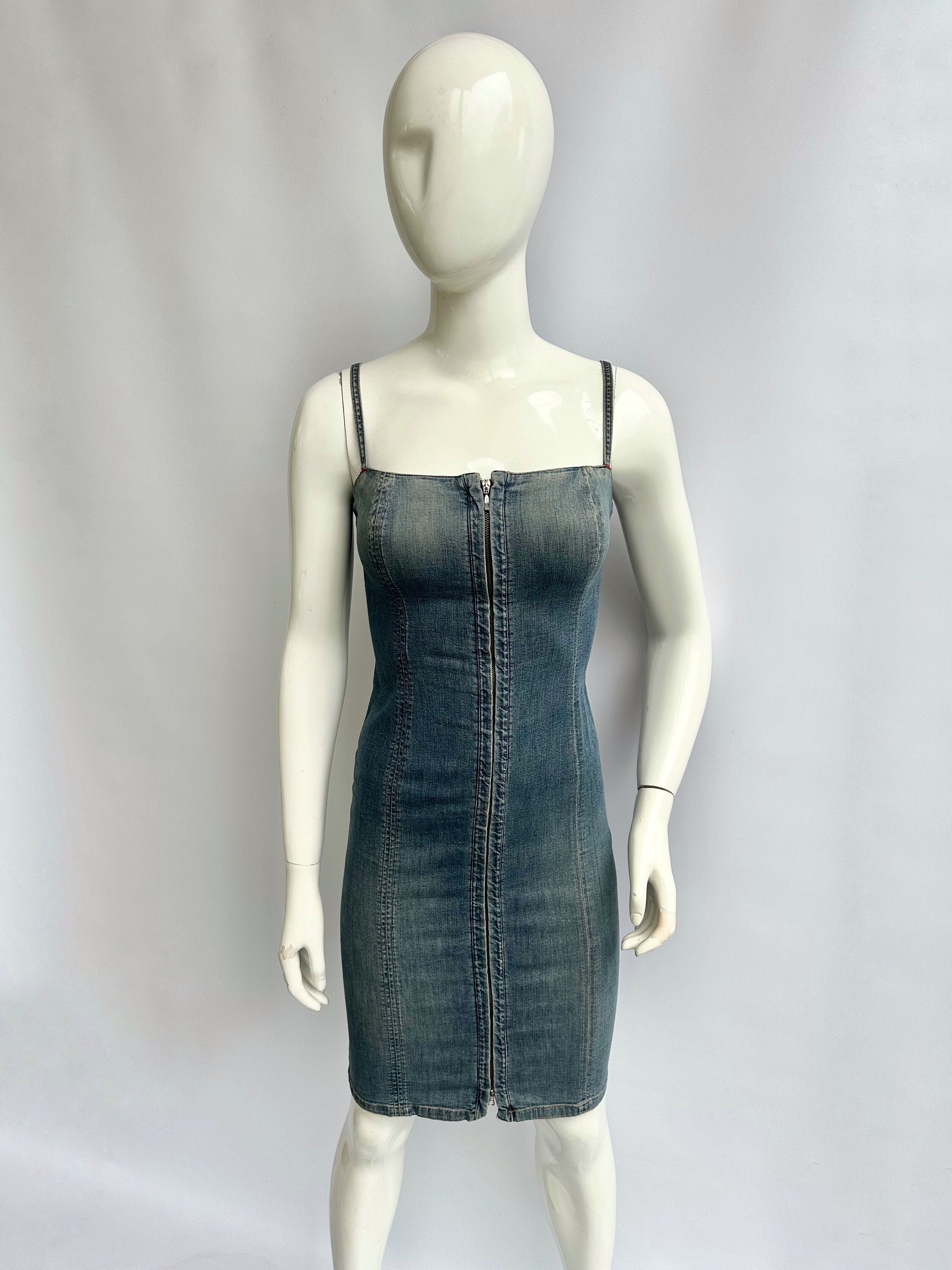 white christmas dresses Waist-Tied Pleated Denim Dress