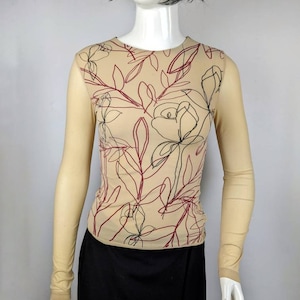 y2k vintage beige abstract mesh top ELLE. Jean Paul Gaultier style