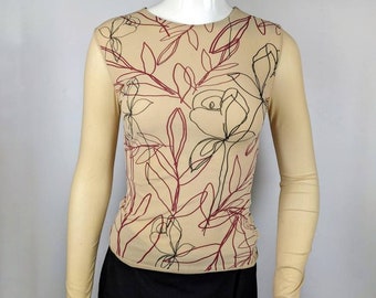 y2k vintage beige abstract mesh top ELLE. Jean Paul Gaultier style