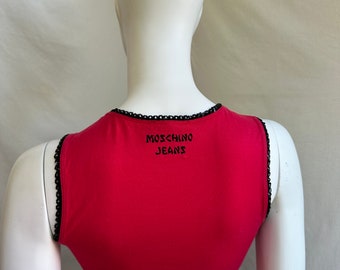 Y2k Vintage Moschino Red Tank Top, Japanese Woman Geisha