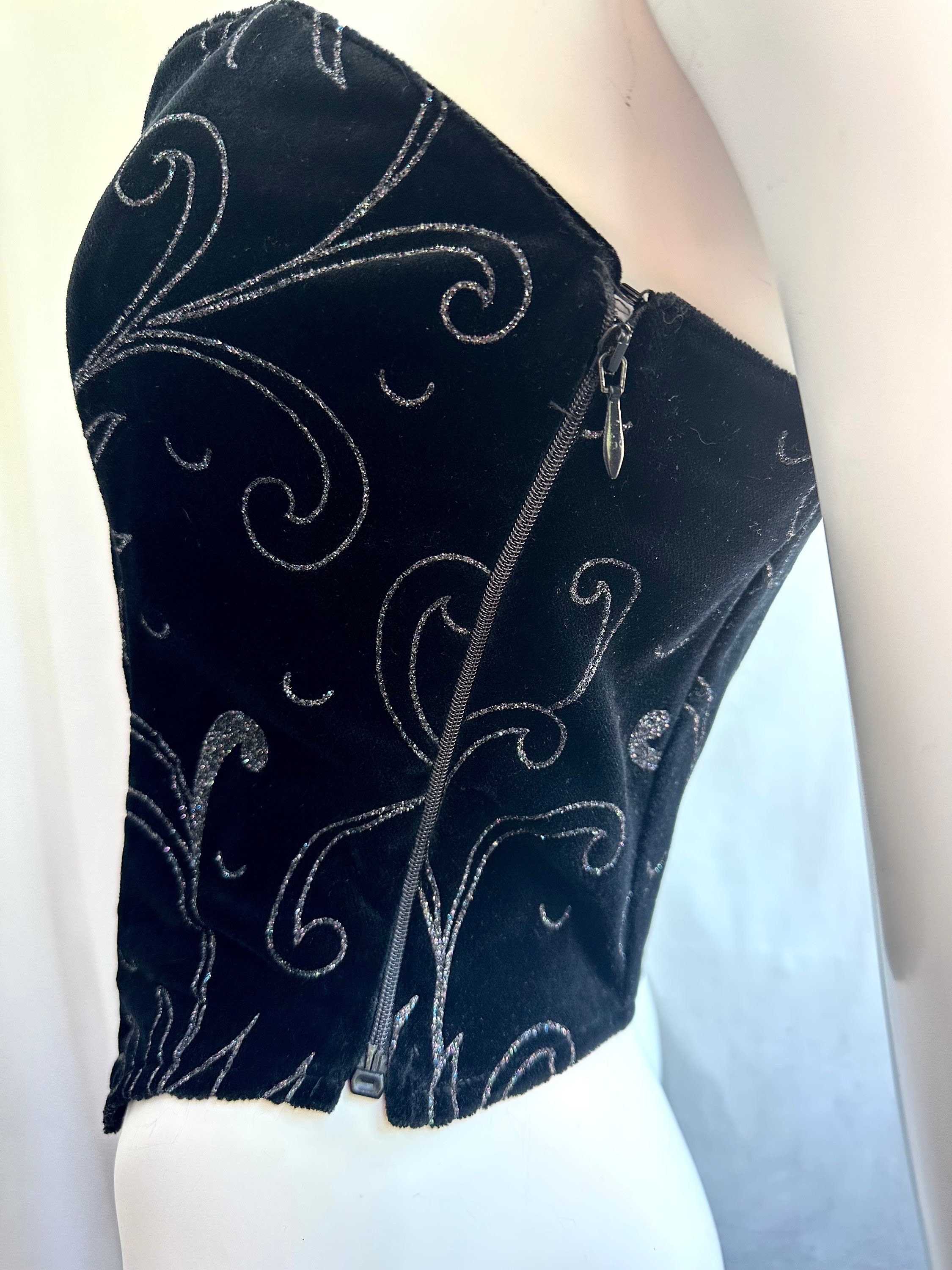 Vintage 80s LA PERLA Velvet Bustier. Shine Crop Corset - Etsy
