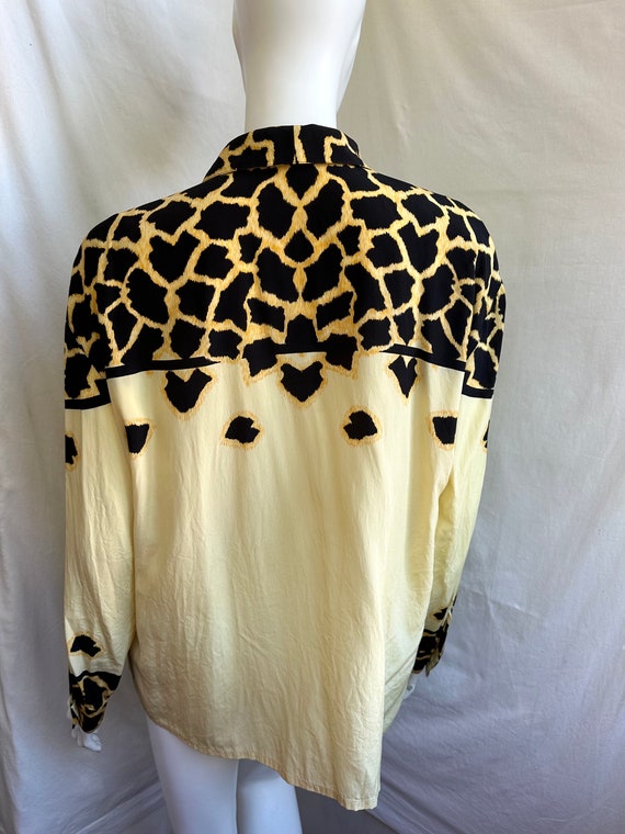 vintage 80s ESCADA animal print blouse. yellow si… - image 3