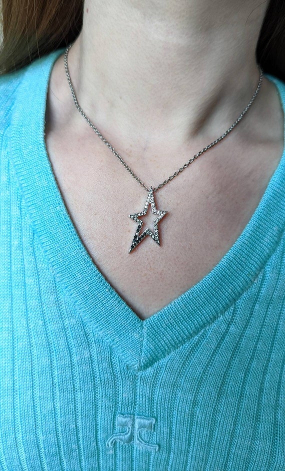 y2k vintage THIERRY MUGLER silver necklace. star p