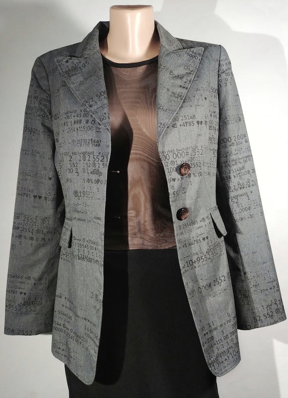 vintage 90s MOSCHINO jacket figures print. blazer… - image 2