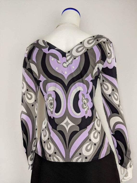 vintage 90s EMILIO PUCCI abstract top. v-neck flo… - image 3