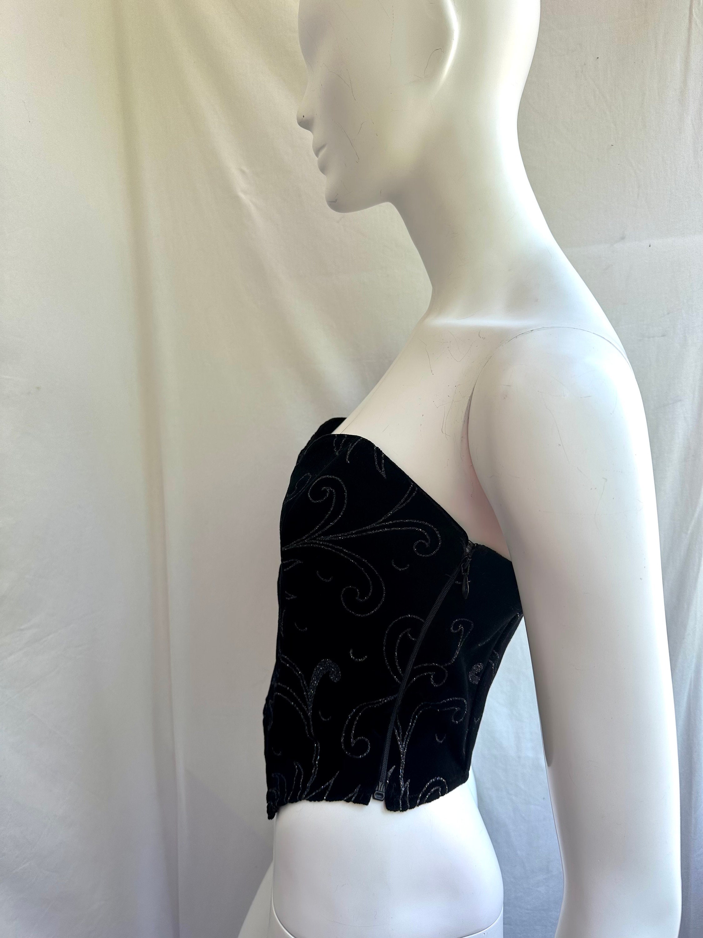 新品 Velvet Beads Embroidery Bustier Velvet Beads Embroidery