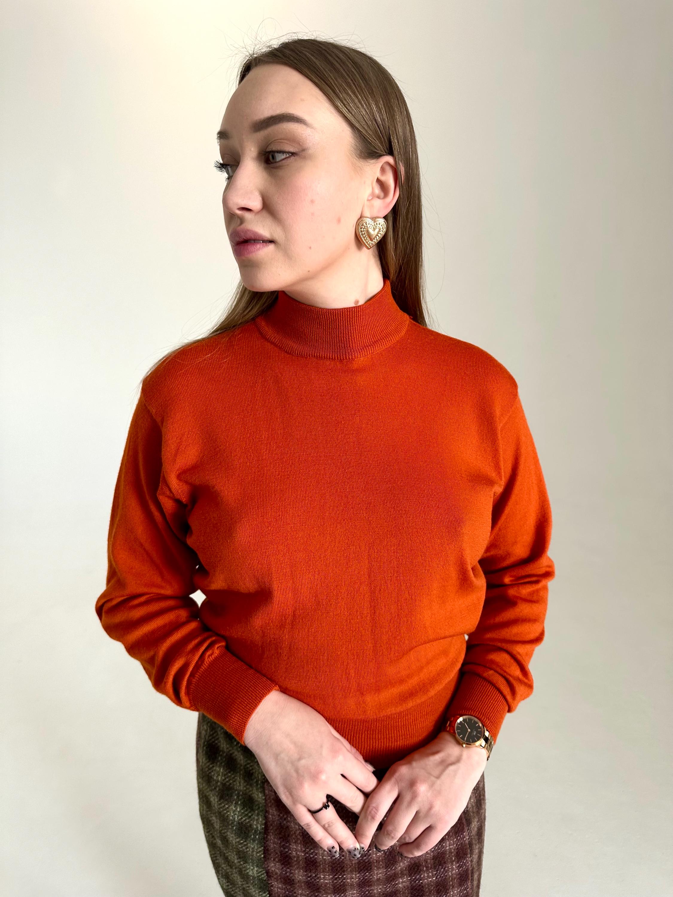 トップス OLD KENZO Vintage Knit Vintage 90s Kenzo Paris Knit Brick Color Sweater, Turtleneck