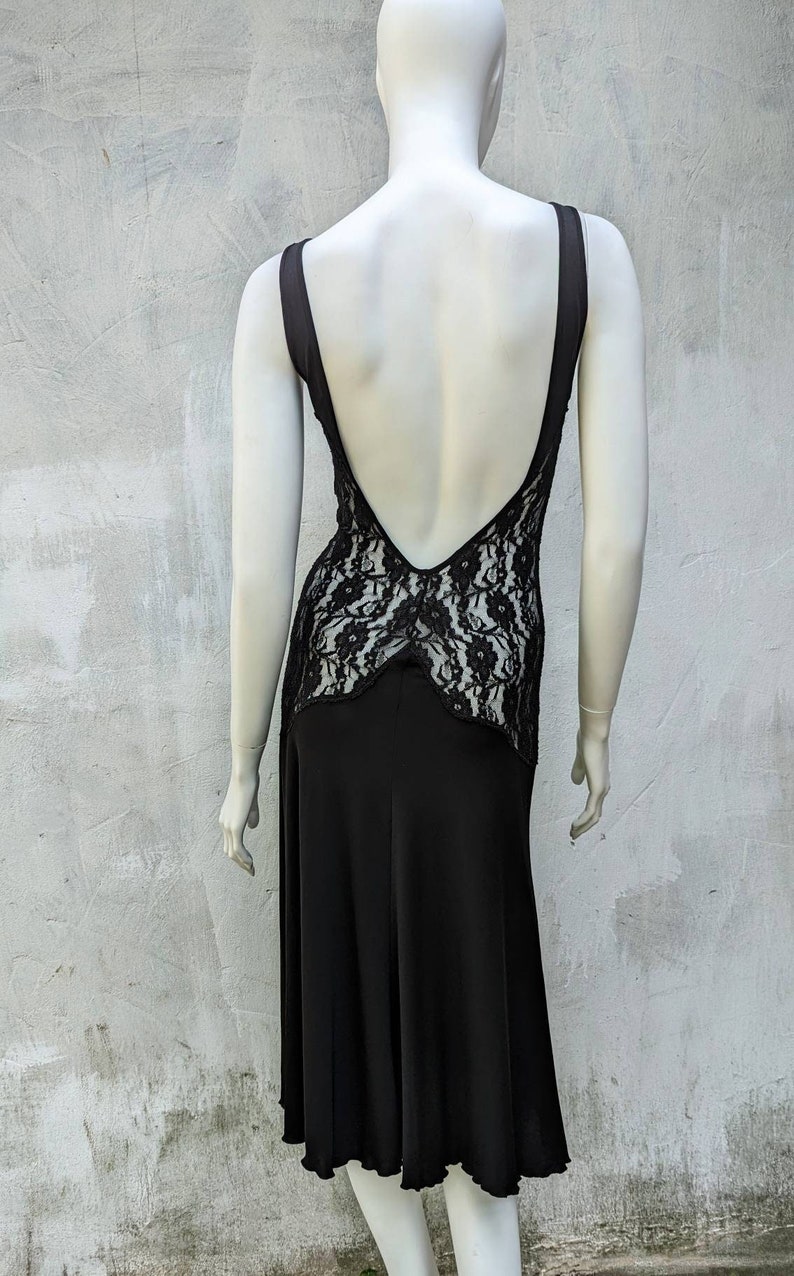 Y2k Vintage VERSACE Midi Lace Dress | Versace Jeans Couture Stretch Open Back Dress | Size S 