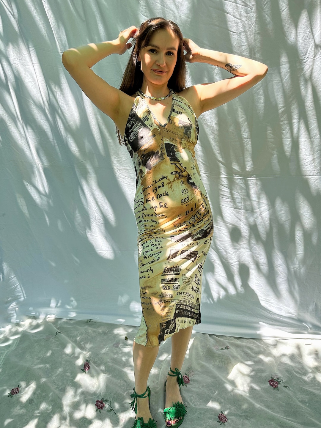 Y2k Vintage JUST CAVALLI Newspaper Dress. Halter Dress - Etsy