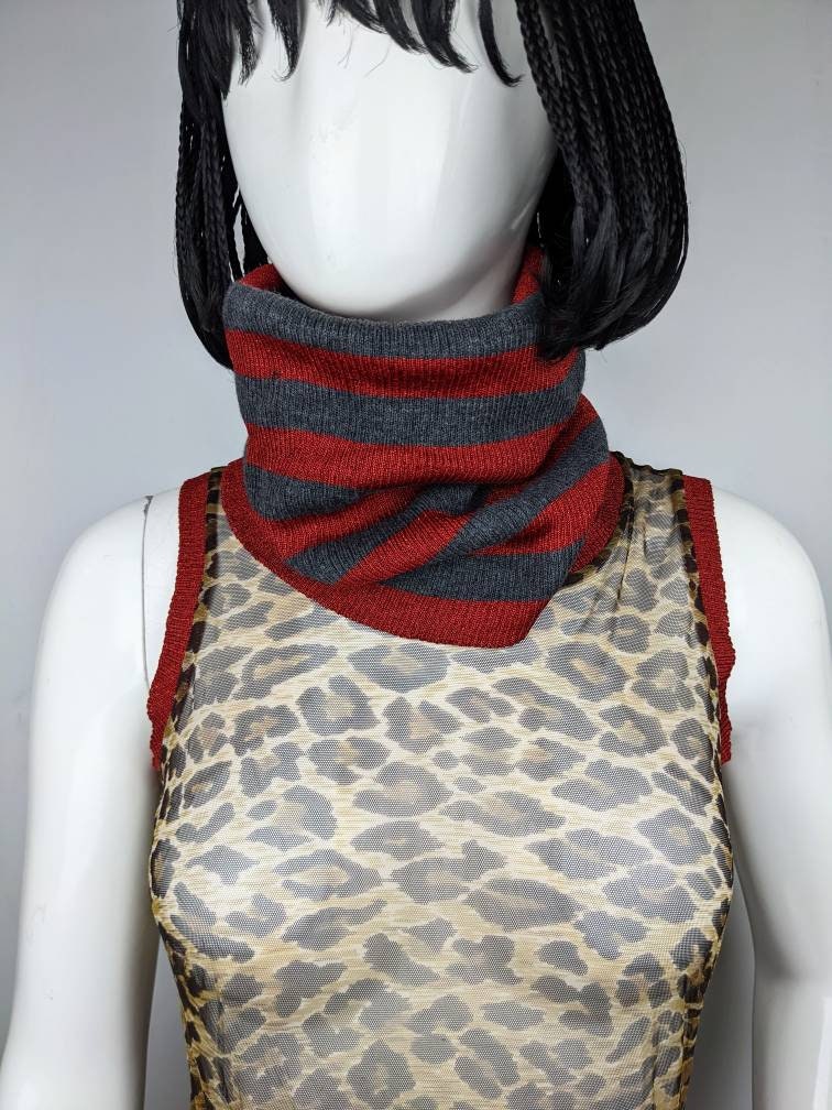 Y2k Vintage Dolce Gabbana Leopard Mesh Top, Knitted Stripped