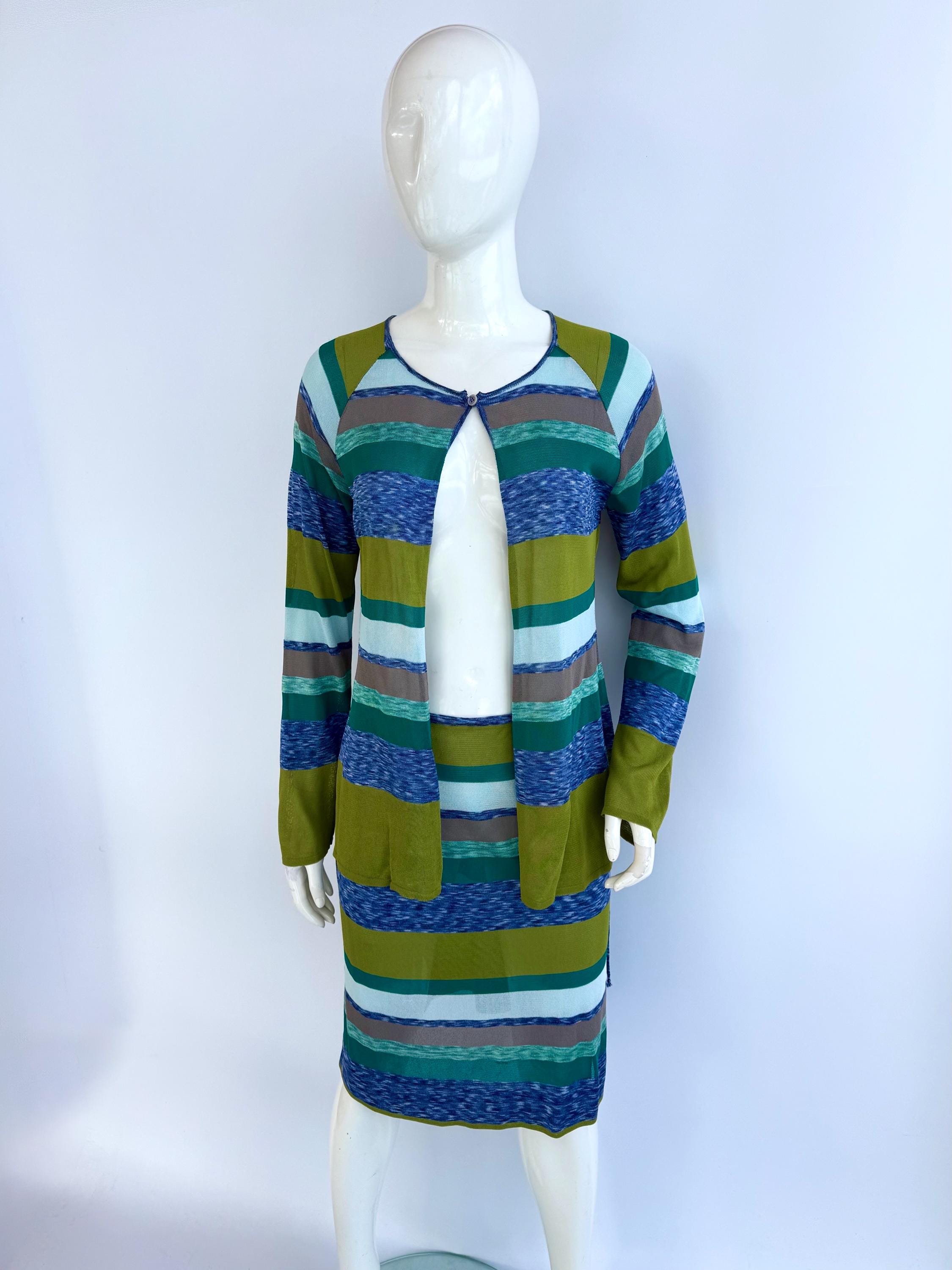 Y2k Vintage Missoni Striped Set, Knit Skirt and Cardigan - Etsy