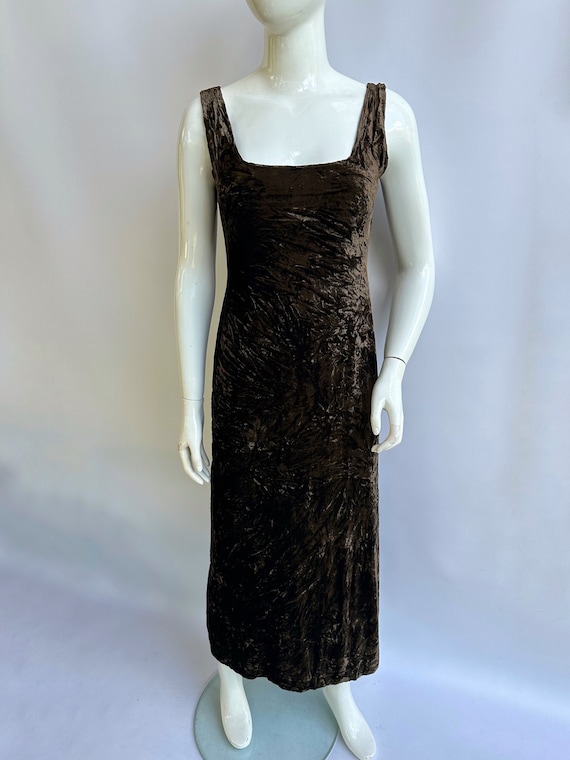 Alberta Ferretti, Vintage Philosophy di Alberta Ferretti Velvet Maxi Dress, Chocolate Tank Gown