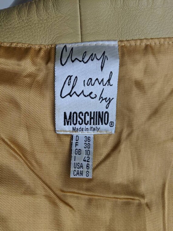 vintage 90s MOSCHINO leather vest. beige button c… - image 6