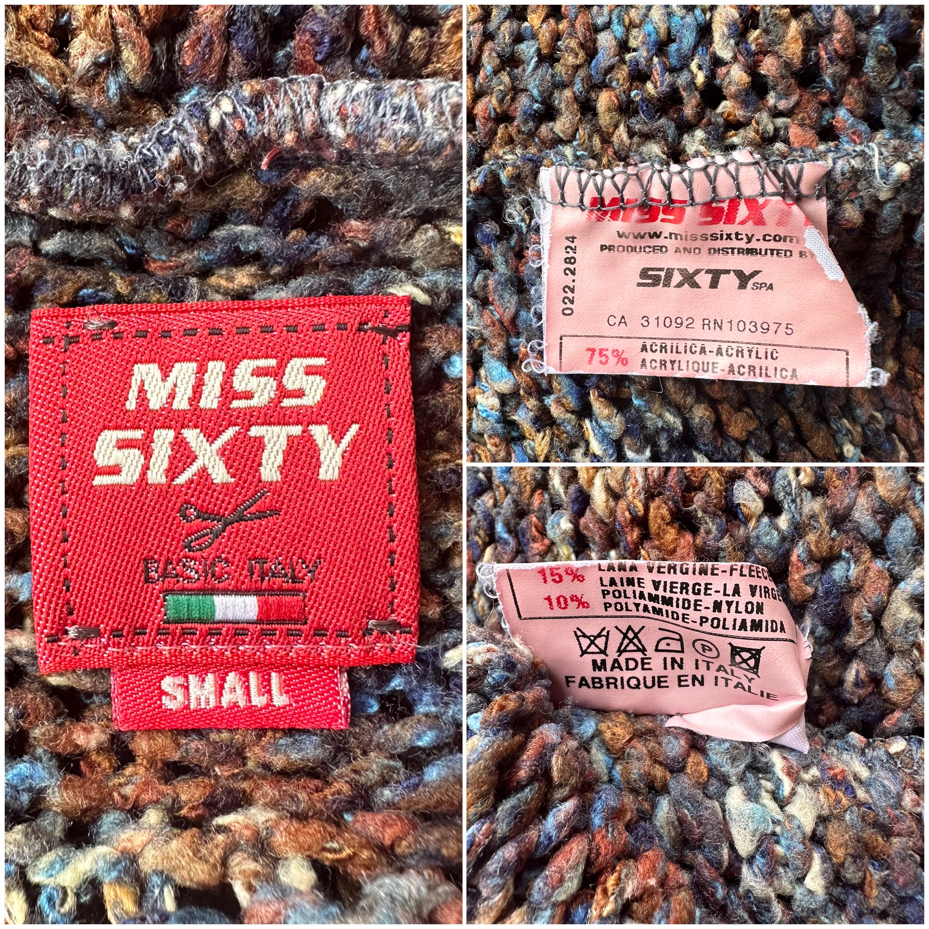 Y2k Vintage MISS SIXTY Sweater. off Shoulder Melange Knitted Top