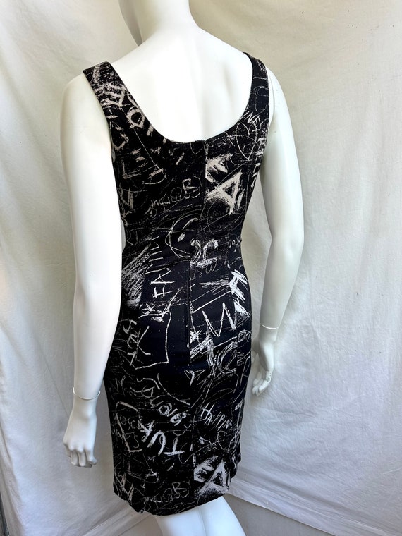 vintage 90s MOSCHINO black and white graffiti dre… - image 3