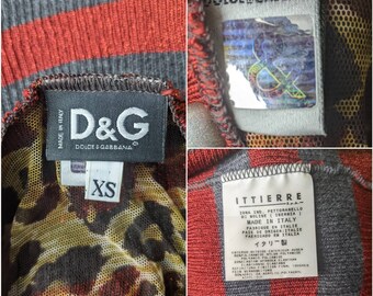 Y2k Vintage Dolce Gabbana Leopard Mesh Top, Dzianinowa