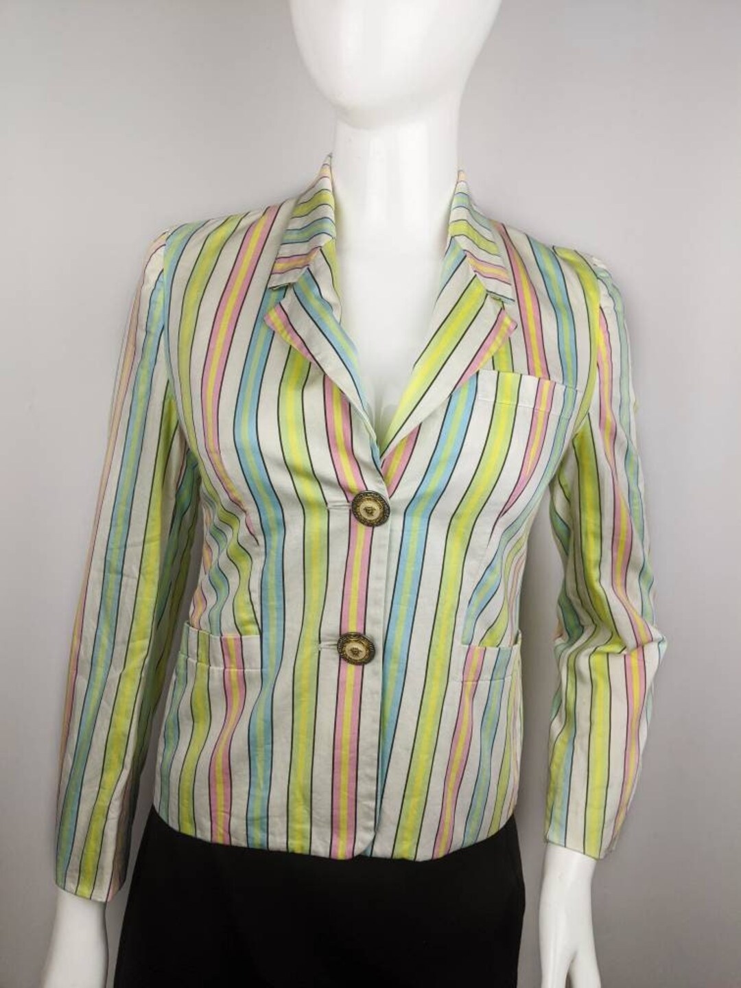 Green striped blazer womens cheap