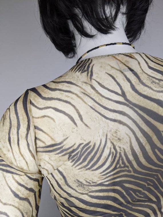 Y2k Vintage Roberto Cavalli Mesh Top Zebra Print, Ani… - Gem
