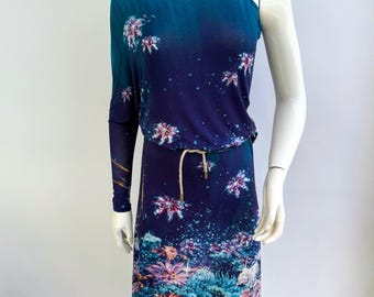 Vintage Exte Ocean Print Top And Skirt Set Y2K