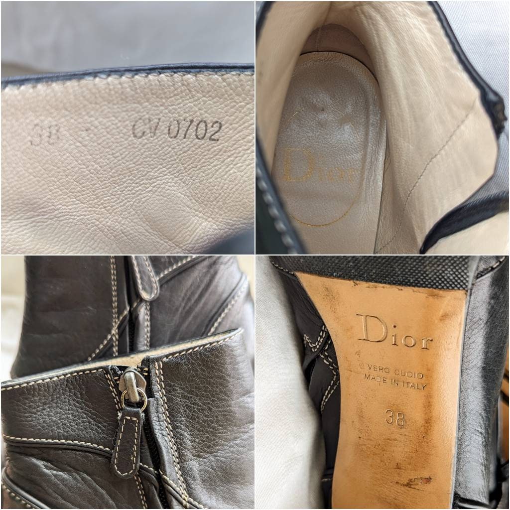 Vintage CHRISTIAN DIOR Leather Saddle Boots With Logo Hardware