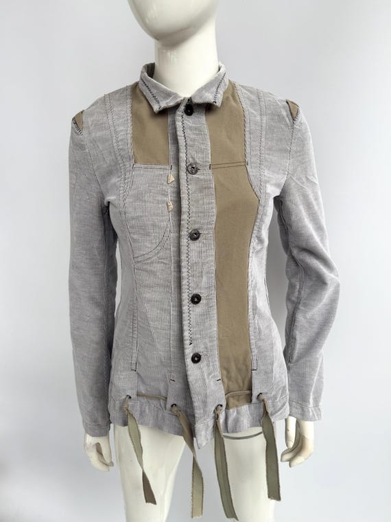 Marithé + François Girbaud, Marithe Francois Girbaud Jacket, Vintage Gray Velvet Patchwork Jacket