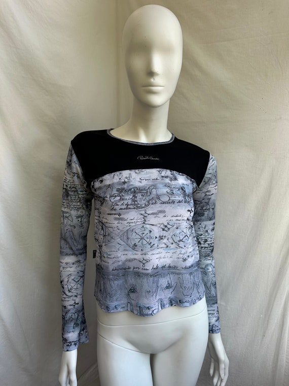 y2k vintage JUST CAVALLI long sleeve mesh top chir