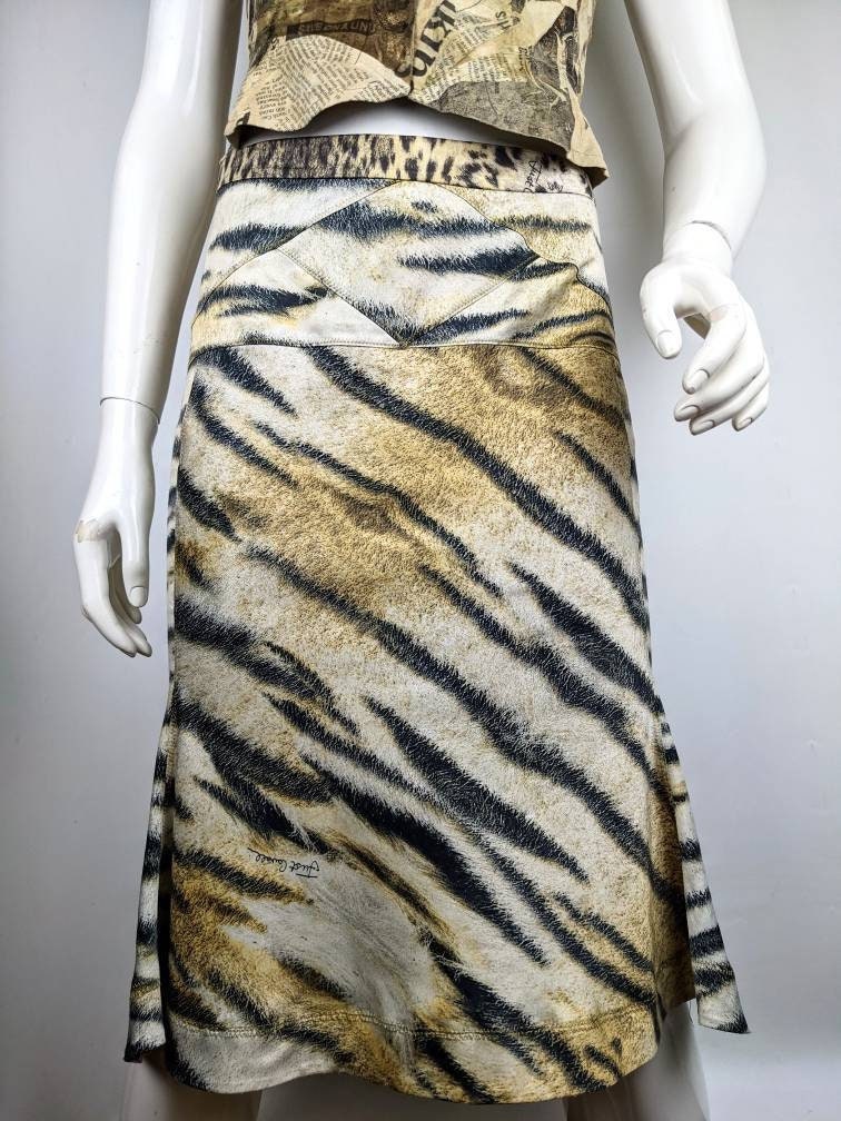 Gonna animalier in raso JUST CAVALLI vintage anni 90. gonna midi tigrata Etsy Italia