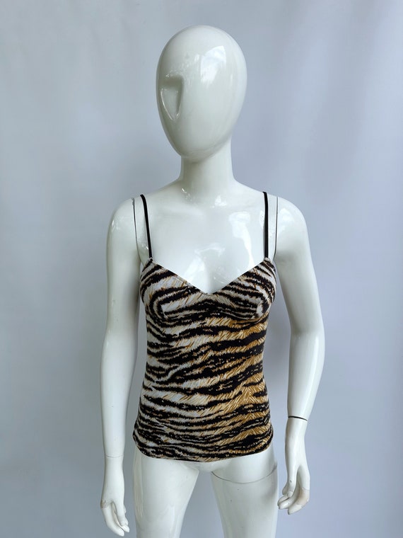 Y2k Vintage Dolce Gabbana Tiger Top, Brown Striped Bustier Y2k Vintage Dolce Gabbana Tiger Top, Brown Striped Bustier