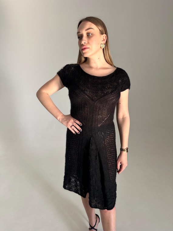 rib knit summer dress Viscose Rib Knit Dress in Black main image 0