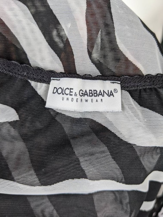 Y2K Vintage Dolce Gabbana Zebra Mesh Top, Black and White Y2K Vintage Dolce Gabbana Zebra Mesh Top, Black and White