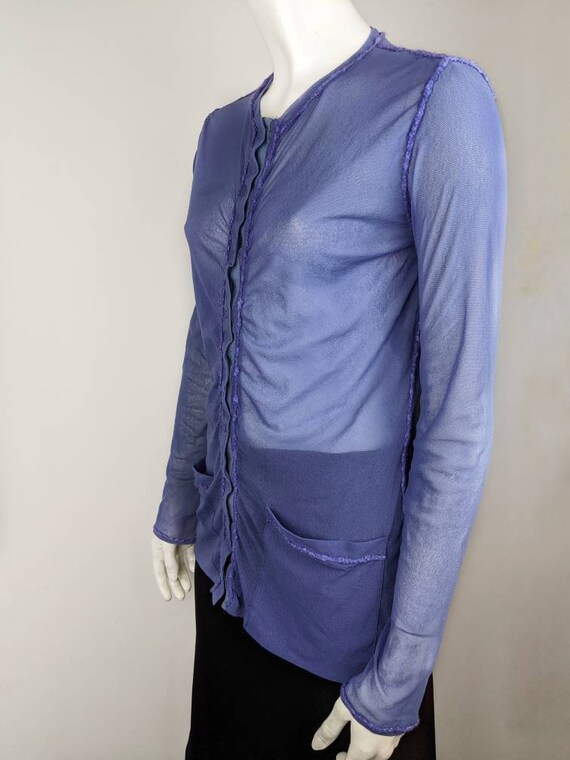 vintage 90's JEAN PAUL GAULTIER mesh top. blue sh… - image 2