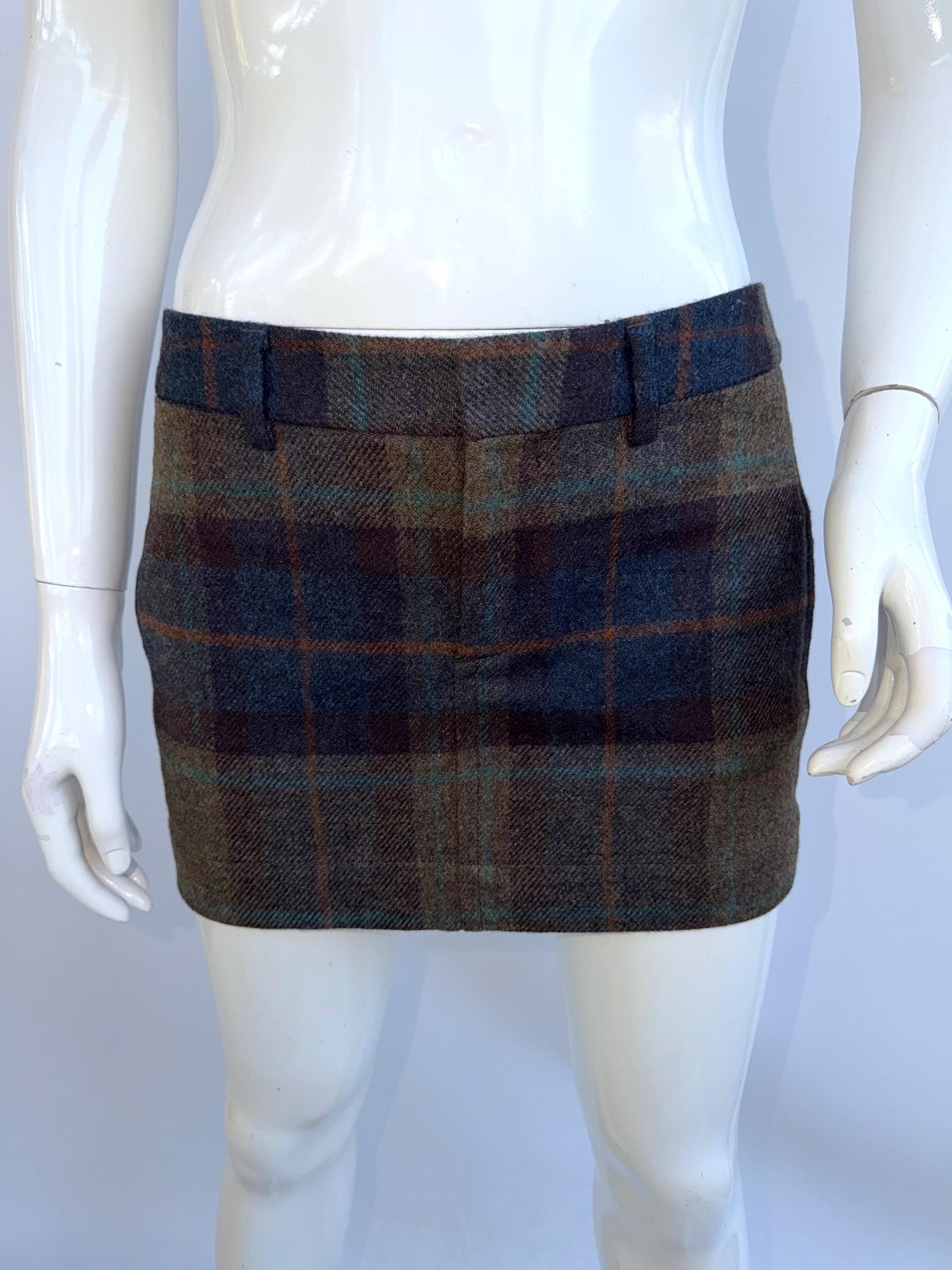 Dsquared2, Vintage Dsquared2 Wool Skirt, Chekered Extra Mini Skirt