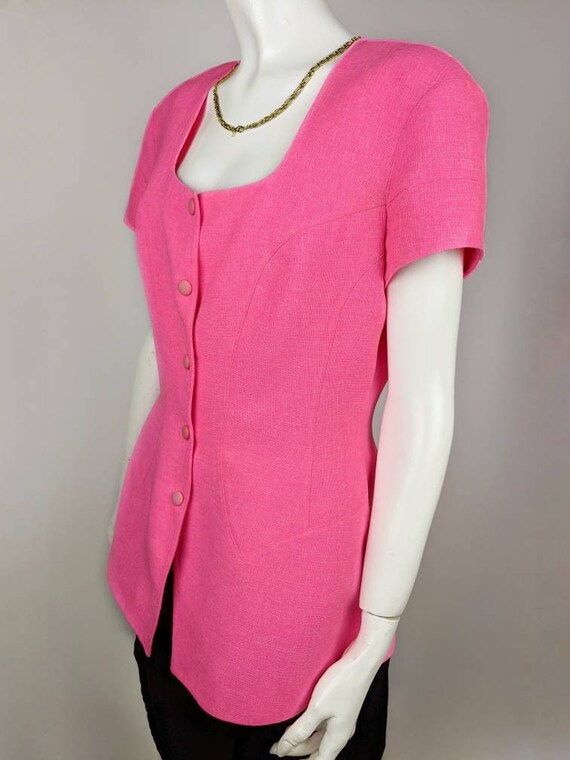 vintage 90s THIERRY MUGLER pink jacket. short sle… - image 2