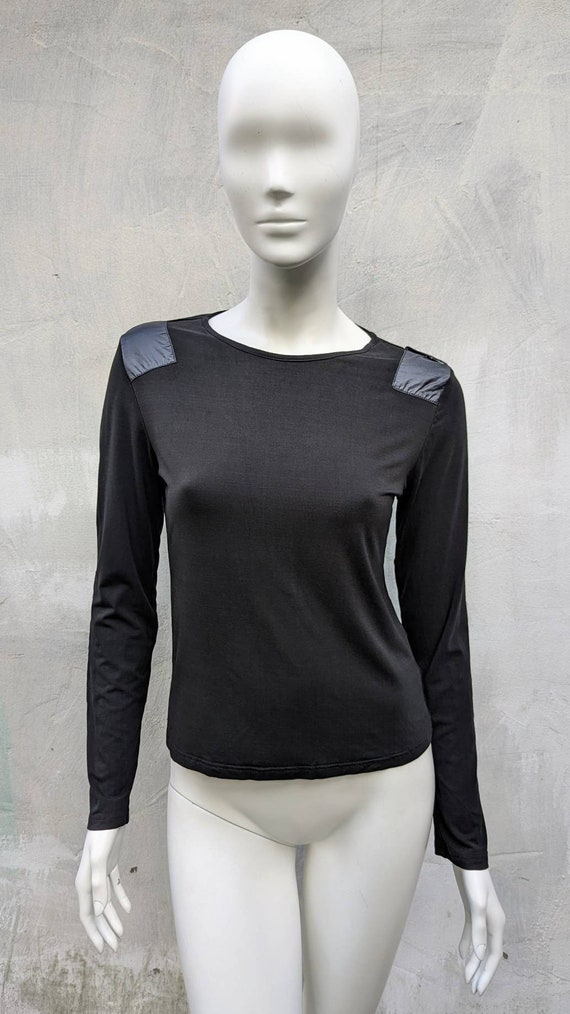 vintage 90s FENDI black top. cotton blouse long sl