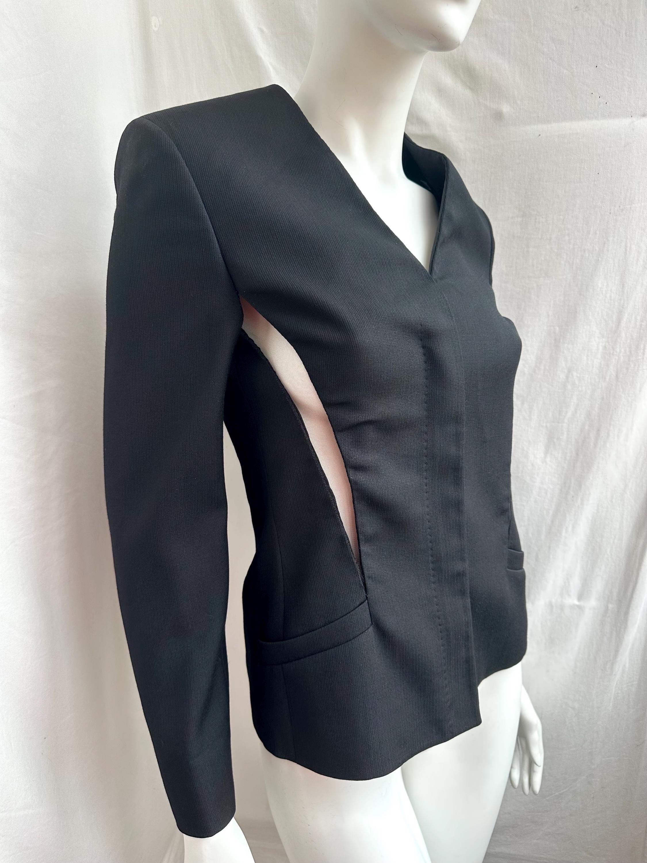 Vintage 90s Gianni Versace Classic Black Jacket, Formal Event Blazer With Side Mesh Slits