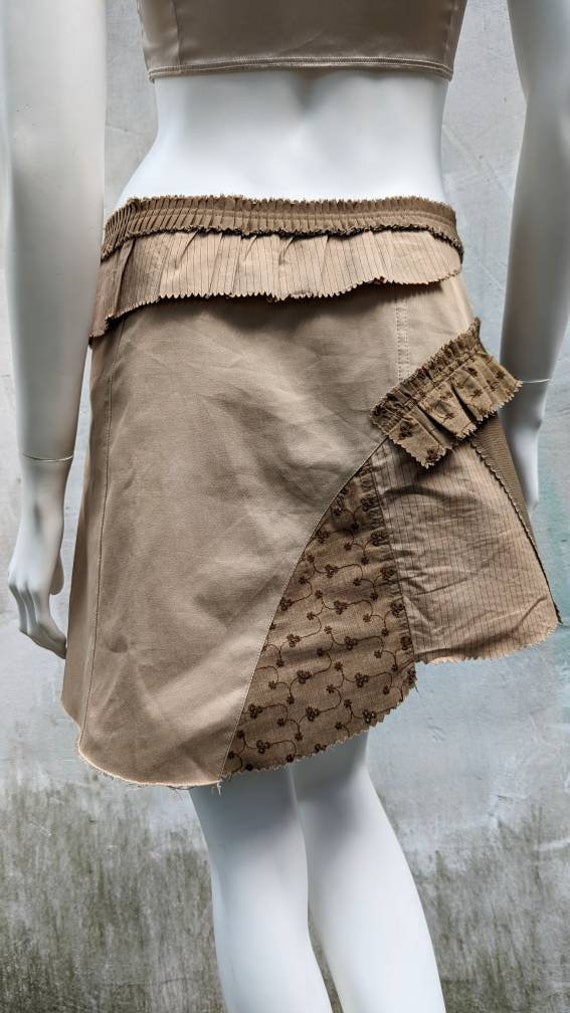 y2k vintage PLEIN SUD wrap mini skirt. beige asym… - image 4