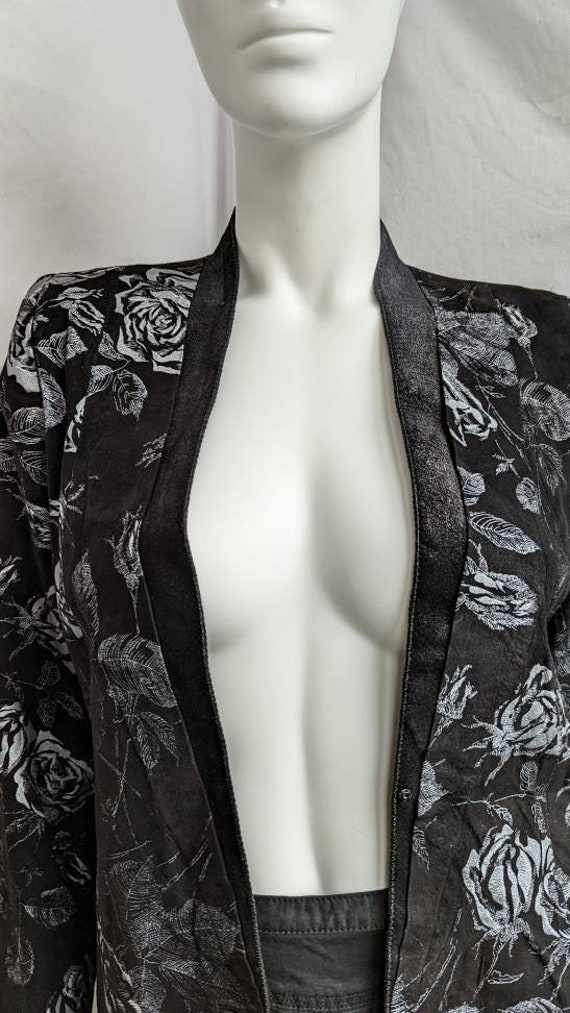 vintage 70s ROBERTO CAVALLI suede blazer. floral … - image 5