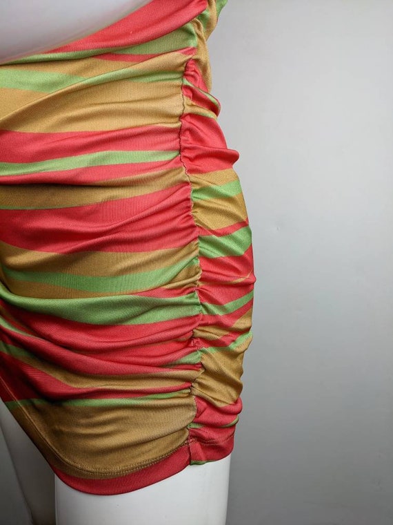 y2k vintage FERRE striped dress. green red beige … - image 6