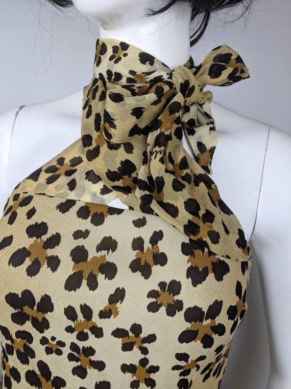 Vintage 90s MOSCHINO Halter Top Leopard Floral Pr… - image 5