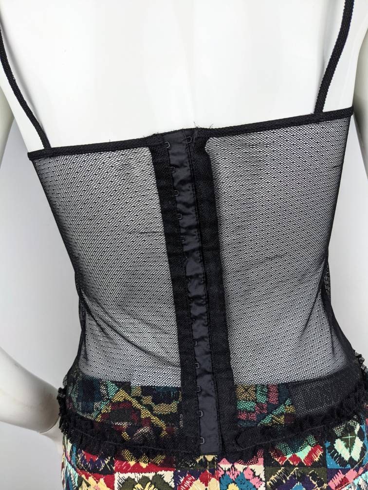 Y2k Vintage LA PERLA Mesh Tank Top. Embroidery Floral Top