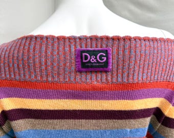 Y2k Vintage Dolce Gabbana Striped Sweater, D&G Knit Multicolor off