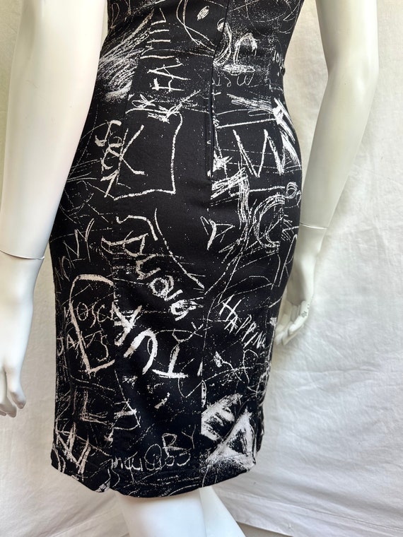 vintage 90s MOSCHINO black and white graffiti dre… - image 8