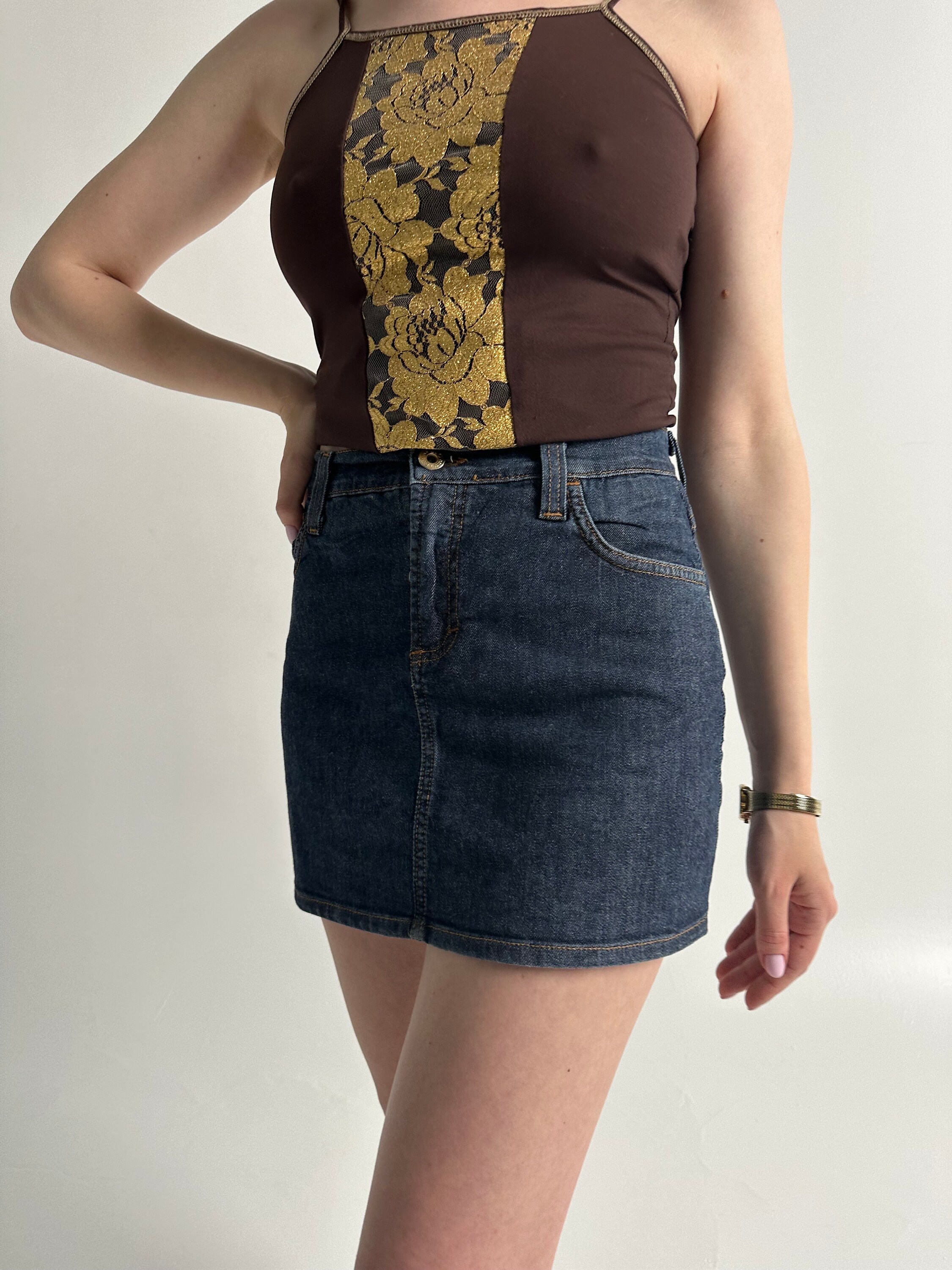 Y2k Vintage DOLCE GABBANA Denim Mini Skirt. Gold Logo Y2k Vintage DOLCE GABBANA Denim Mini Skirt. Gold Logo